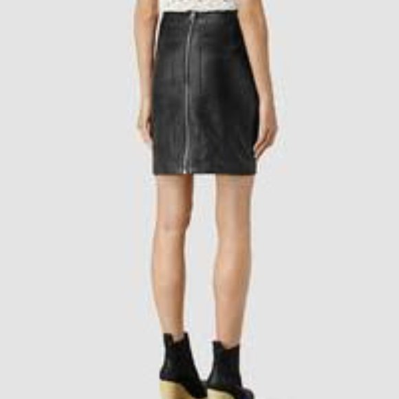 NWOT All Saints Lucille Leather Skirt Size 2 - Picture 5 of 8